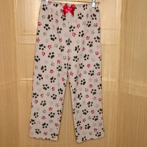 Faded Glory Girls Grey Paw Print Fleece Pants Large - Picture 3 of 6